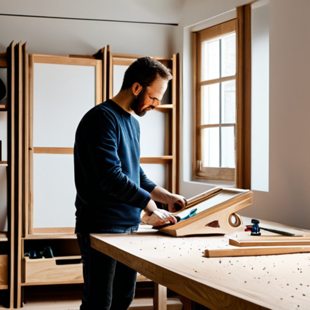 가구디자인 소규모 공방 운영법 - **Prompt 1: Finding Your Unique Niche**
    "A thoughtful male woodworker in his late 30s, with a fo...