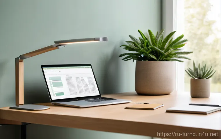 가구디자인 필수 이론 - **Prompt: Ergonomic and Natural Home Office**
    A bright, minimalist home office bathed in soft na...