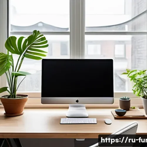 가구디자인 직무 스트레스 관리법 - A modern ergonomic home office setup for a furniture designer, featuring a sleek adjustable desk nea...