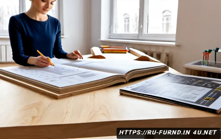 Home 17 가구디자인 제품 매뉴얼 제작법 - Photorealistic furniture designer in a bright Moscow-style studio apartment, carefully assembling a ...